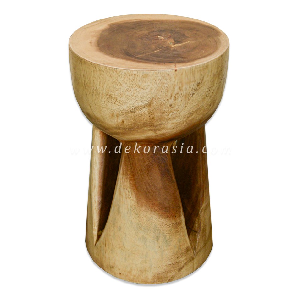 Carved Wooden Suar Stool